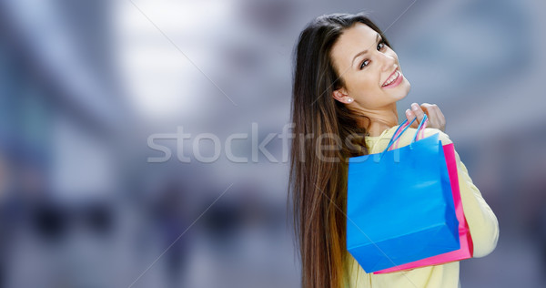 Szczęśliwy kobiet atrakcyjna kobieta kolorowy Zdjęcia stock © stryjek