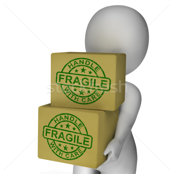 Fragile Stamp On Boxes Showing Breakable Or Delicate Products Stock photo © stuartmiles