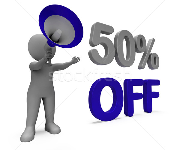 Fifty Percent Off Character Means Discount Price Or Sale 50% Stock photo © stuartmiles