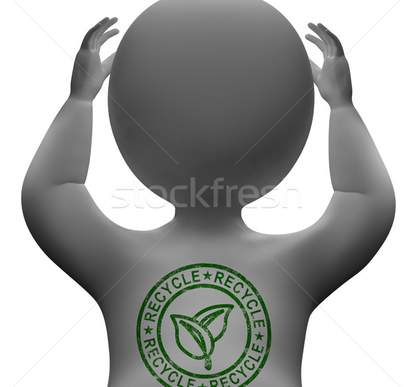 Stockfoto: Recycleren · stempel · man · milieuvriendelijk · tonen · groene