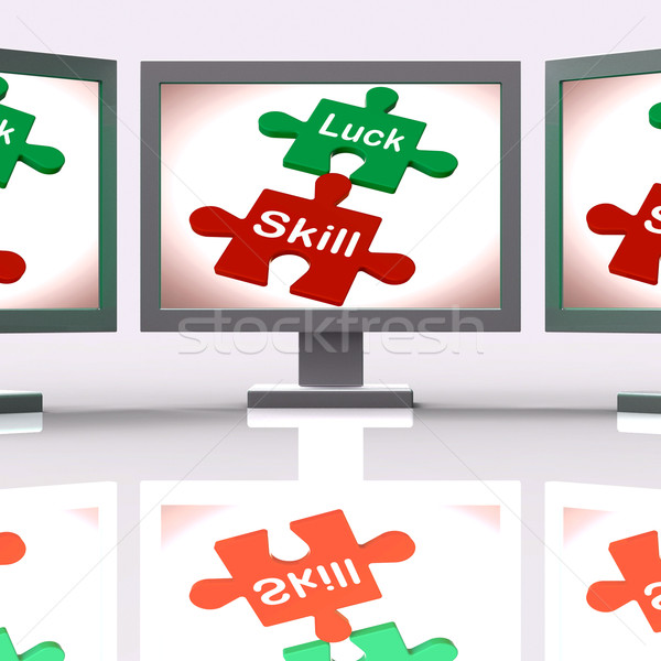 Luck Skill Puzzle Screen Means Competent Or Fortunate Stock photo © stuartmiles