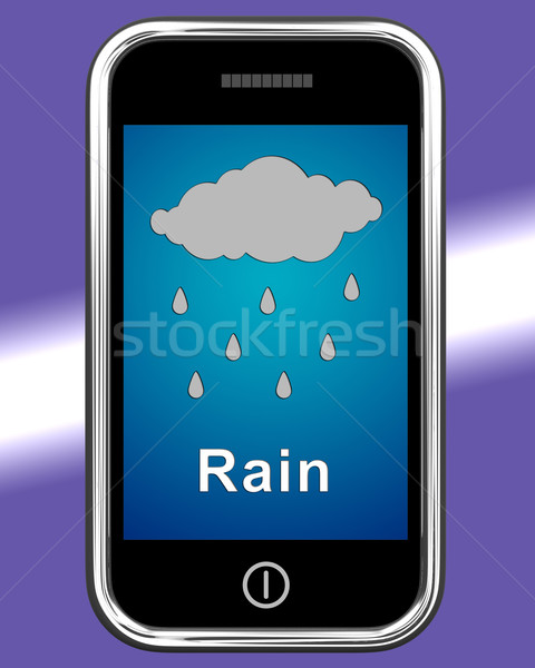 Mobiele telefoon regen weer prognose tonen internet Stockfoto © stuartmiles