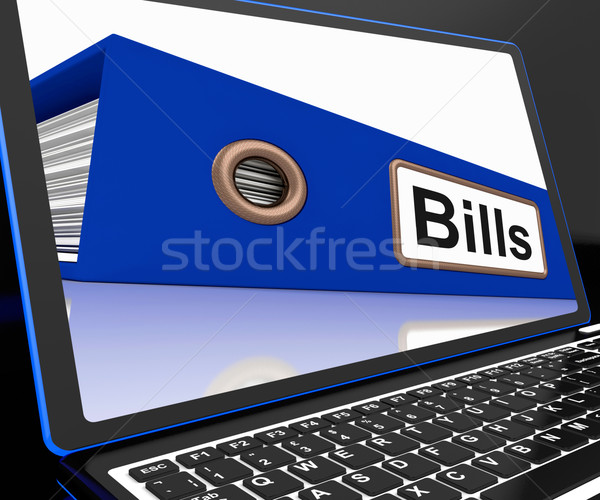 Bills File On Laptop Showing Due Payments Stock photo © stuartmiles
