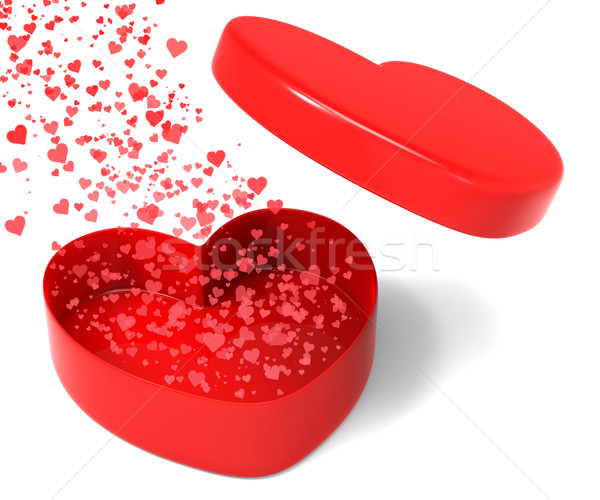 Heart Box Releasing Hearts Shows Spreading Love And Affection Stock photo © stuartmiles