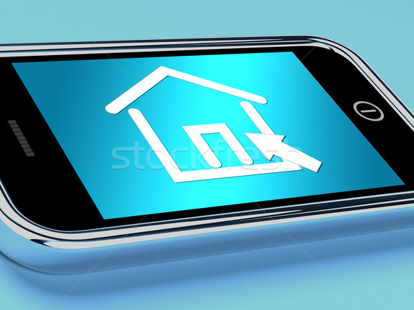 House Symbol On Mobile Screen Shows Real Estate Or Rentals Stock photo © stuartmiles
