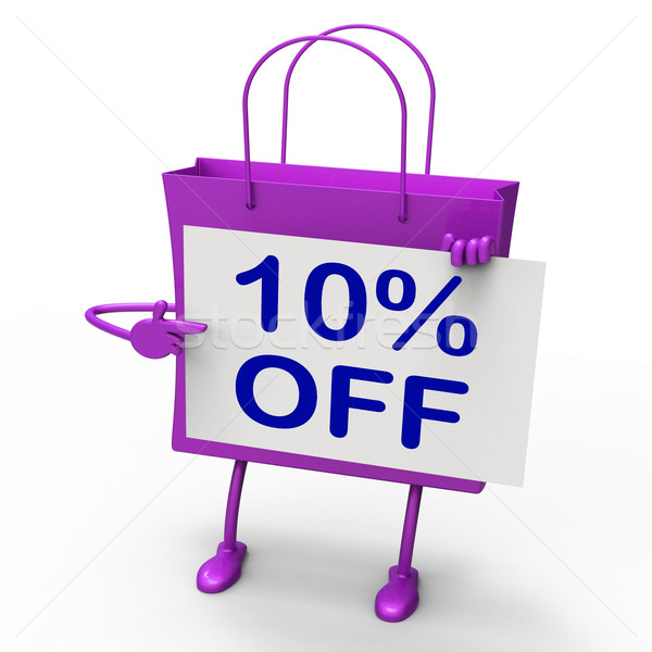 Ten Percent Reduced On Shopping Bags Shows 10 Promotions Stock photo © stuartmiles