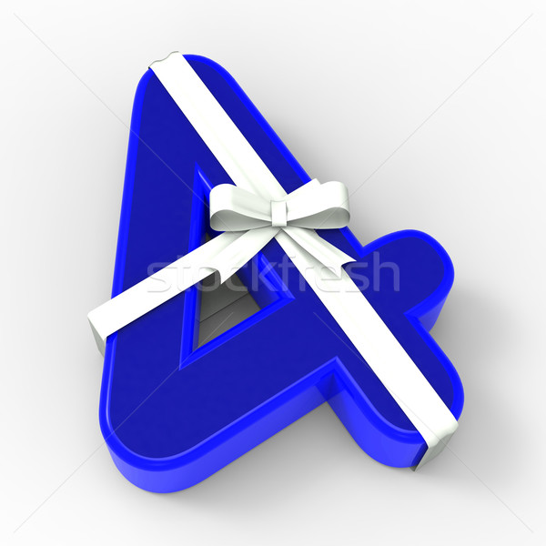 Number Four With Ribbon Means Birthday Party Presents Or Congrat Stock photo © stuartmiles