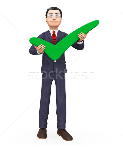 Businessman With Tick Means Businessmen Pass And Check Stock photo © stuartmiles