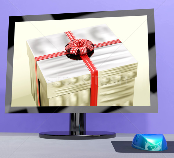 Dar zakup komputera powitanie online Internetu Zdjęcia stock © stuartmiles
