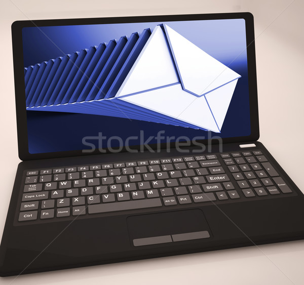 Mails List At Laptop Shows Ongoing Messages Stock photo © stuartmiles