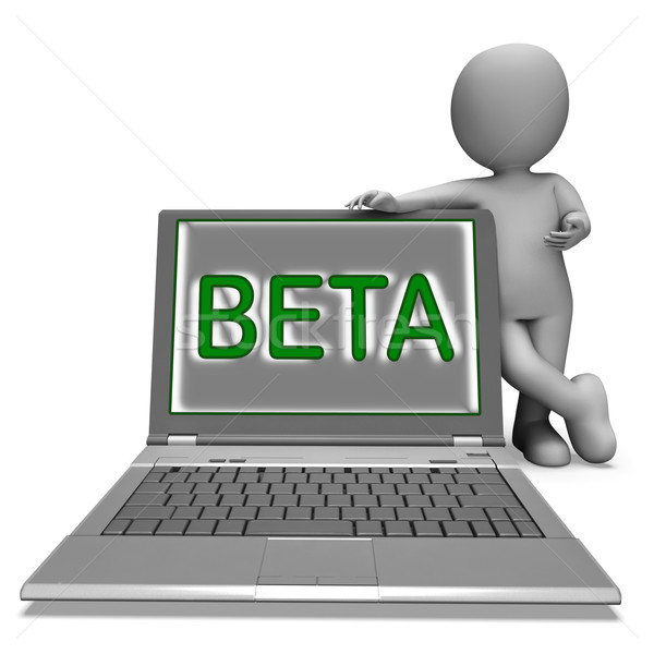 Beta Character Laptop Shows Trial Software Or Development On Int Stock photo © stuartmiles