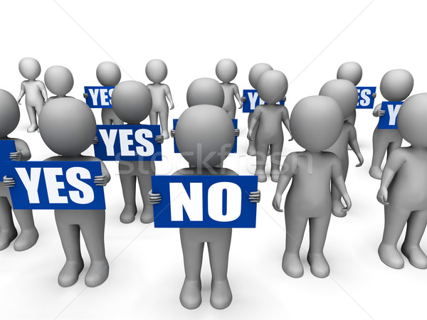 Characters Holding Yes No Signs Mean Uncertain Decisions Stock photo © stuartmiles