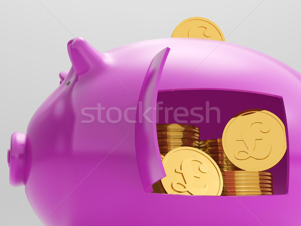 Pounds In Piggy Shows UK Financing Investment Stock photo © stuartmiles