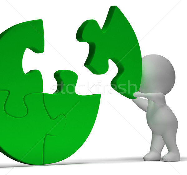 Stock photo: Completing Jigsaw Showing Solution Completing Or Achievement