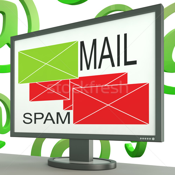 Mail And Spam Envelopes On Monitor Shows Online Messages Stock photo © stuartmiles