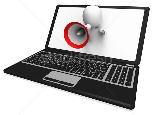 Laptop Loud Hailer Shows Internet Announcements Messages Or Info Stock photo © stuartmiles