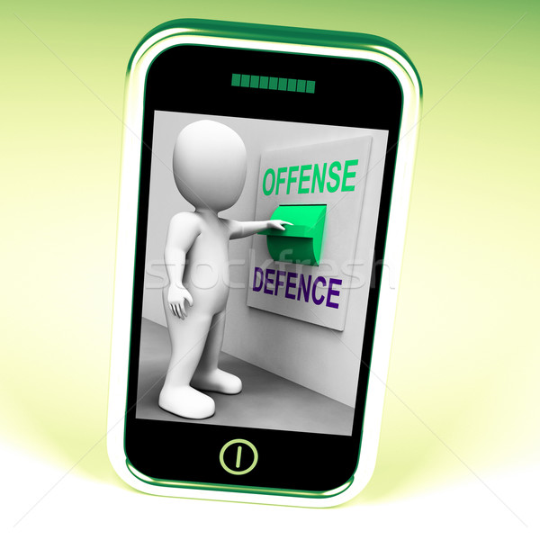 Stock photo: Offense Defence Switch Shows Attack Or Defend