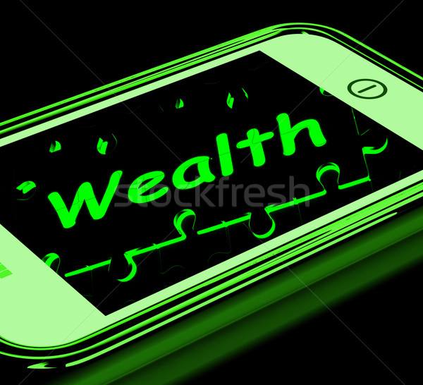 Wealth On Smartphone Shows Financial Treasures Stock photo © stuartmiles