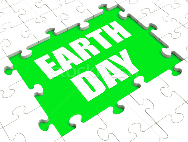 Föld napja puzzle környezet környezetbarát mutat Föld Stock fotó © stuartmiles