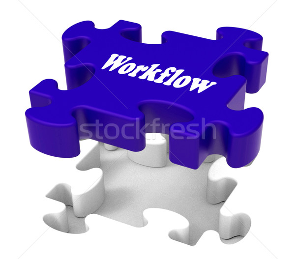 Workflow Puzzle Shows Structure Flow Or Work Procedure Stock photo © stuartmiles
