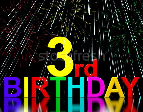 Third Or 3rd Birthday Celebrated With Fireworks Stock photo © stuartmiles