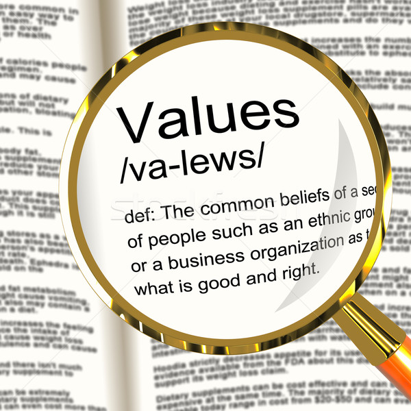 Valori definizione lente di ingrandimento principi virtù Foto d'archivio © stuartmiles