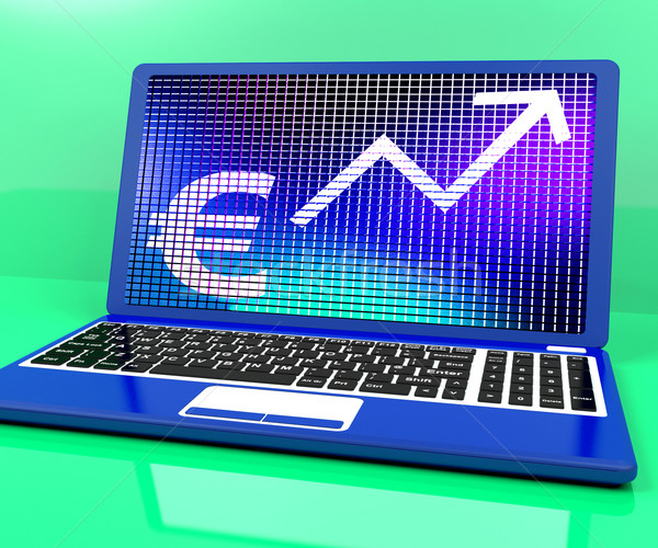Euro segno up arrow laptop guadagni Foto d'archivio © stuartmiles