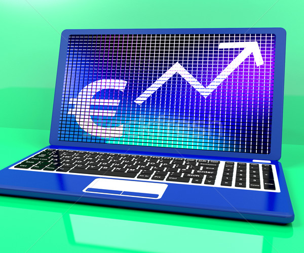 ユーロ にログイン アップ 矢印 ノートパソコン 業績 ストックフォト © stuartmiles