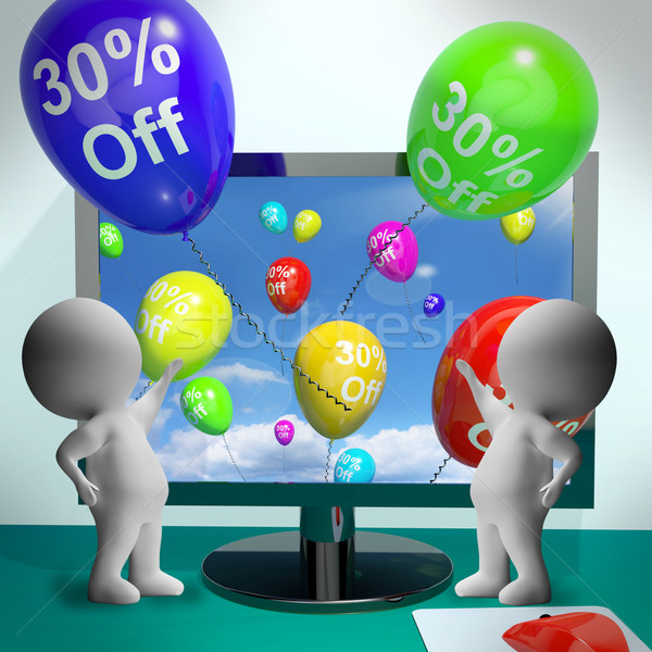 Balloons From Computer Showing Sale Discount Of Thirty Percent Stock photo © stuartmiles