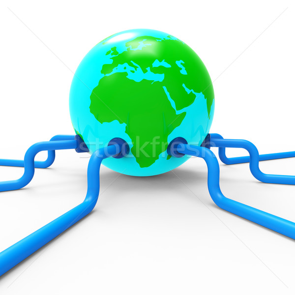 Wereldwijd netwerk communiceren computer wereldbol Stockfoto © stuartmiles