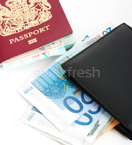 Passaporto euro viaggio soldi pronto all'estero Foto d'archivio © stuartmiles