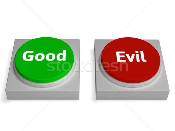 Good Evil Buttons Show Goodness Or Devil Stock photo © stuartmiles
