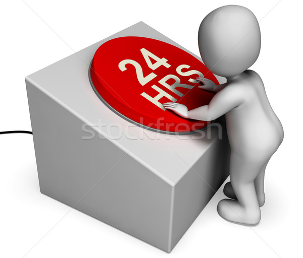 Twenty Four Hours Button Shows 24H  Assistance Stock photo © stuartmiles