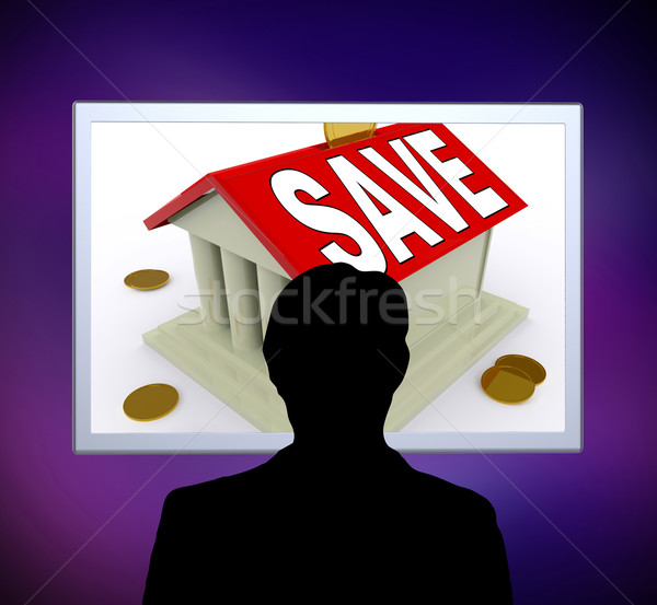 Save On House Man Means Saving For Deposit Or Home Stock photo © stuartmiles