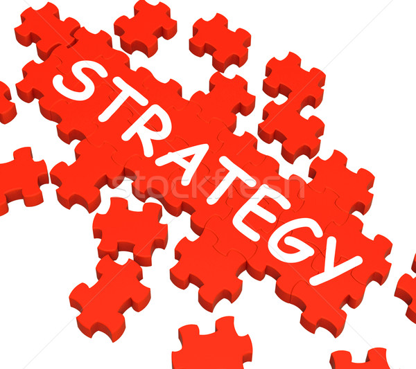 Stock fotó: Stratégia · puzzle · mutat · tervek · taktika