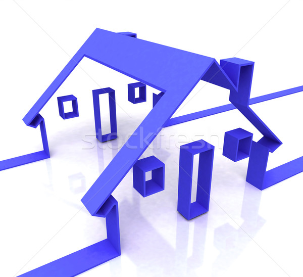 Blue House Symbol Shows Real Estate Or Rentals Stock photo © stuartmiles