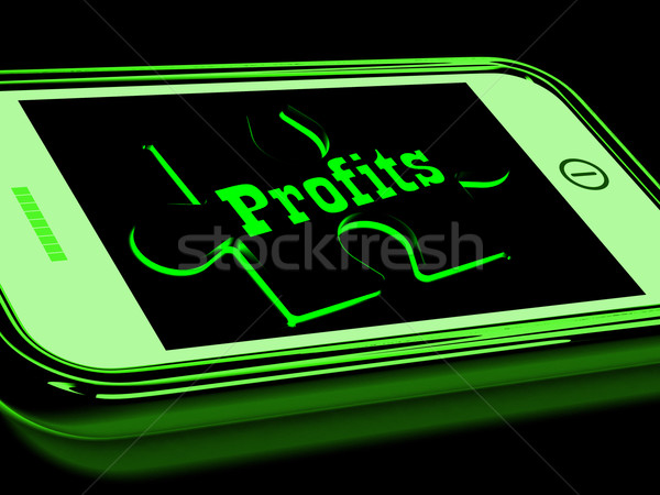 利潤 智能手機 顯示 有利可圖 收益 網頁 商業照片 © stuartmiles
