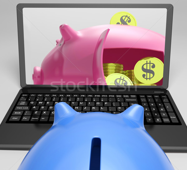 Piggy Vault With Coins Showing Bank Account Stock photo © stuartmiles