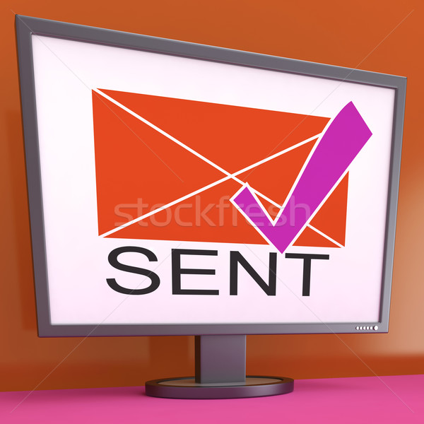 Sent Envelope On Monitor Shows Outgoing Mails Stock photo © stuartmiles