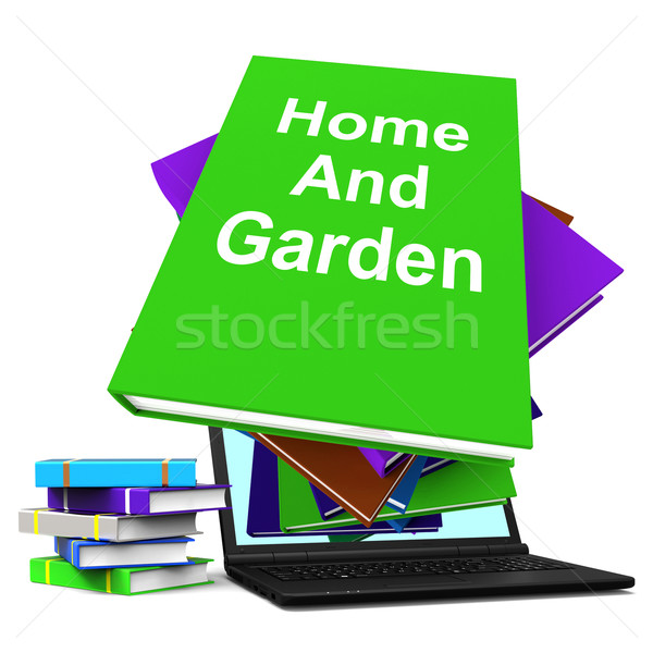 Home And Garden Book Stack Laptop Shows Books On Household Garde Stock photo © stuartmiles