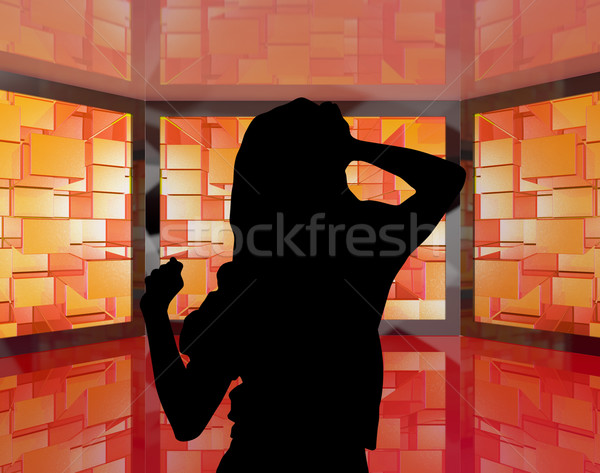 Fashionable Girl Dancing Silhouette With Monitors Showing Energe Stock photo © stuartmiles