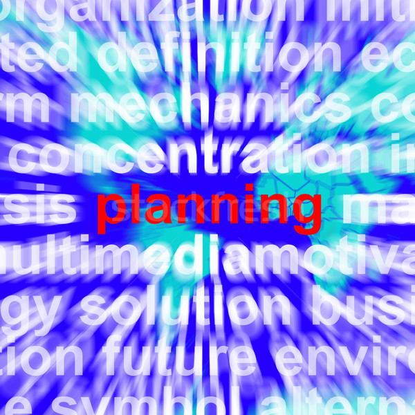 Foto stock: Planificación · palabra · mapa · significado · estrategia