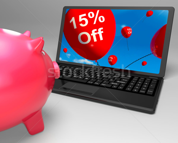 Fifteen Percent Off On Laptop Showing Price Reductions Stock photo © stuartmiles