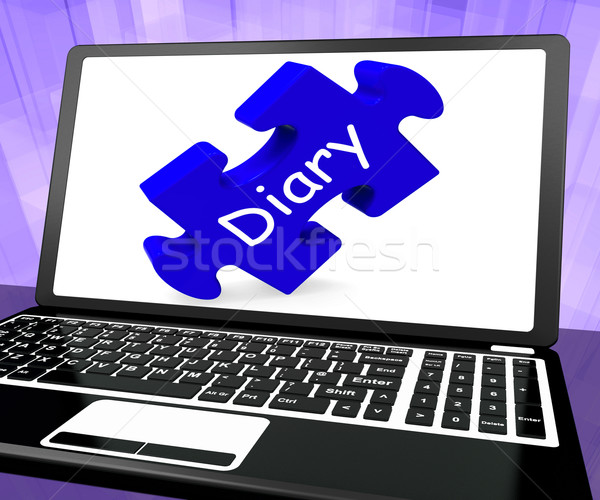 Diary Laptop Shows Web Planning Or Scheduling Stock photo © stuartmiles