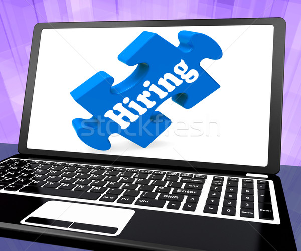 Hiring Laptop Message Shows Recruitment Online Hire Jobs Stock photo © stuartmiles