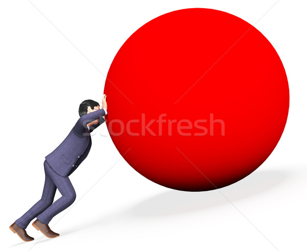 Businessman Pushing Ball Means Overcome Obstacles And Biz Stock photo © stuartmiles