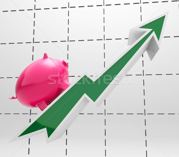 Climbing Piggy Shows Savings And Business Growth Stock photo © stuartmiles
