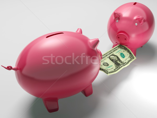 Piggybanks Fighting Over Money Shows Monetary Consumption Stock photo © stuartmiles