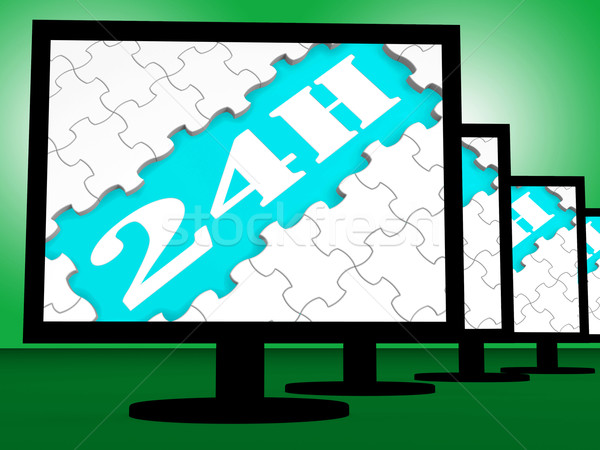 24h On Monitors Show Twenty Four Hour Service Online Stock photo © stuartmiles
