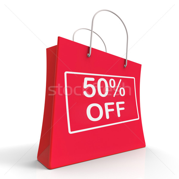 Shopping Bag Shows Sale Discount Fifty Percent Off 50 Stock photo © stuartmiles